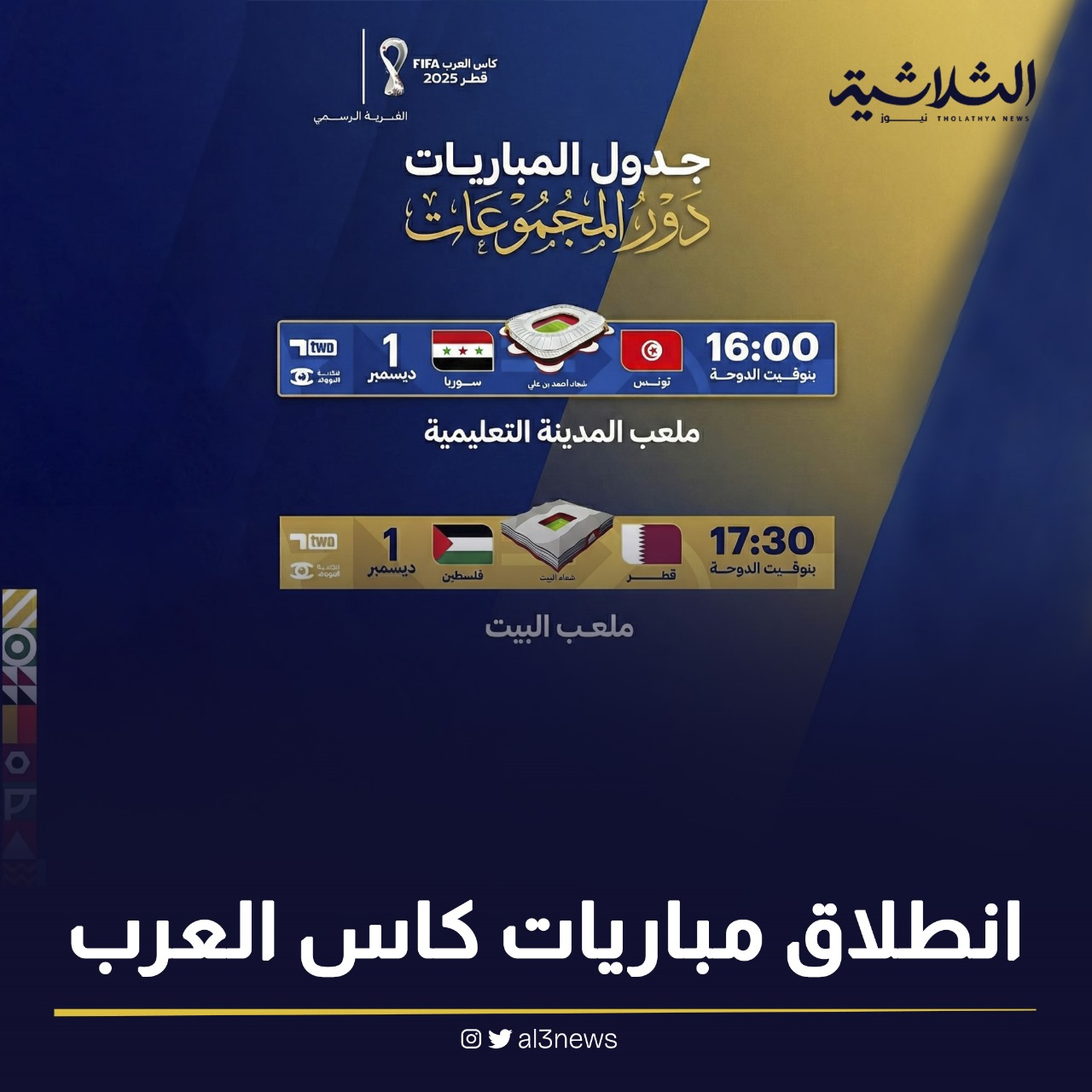 انطلاق مباريات كاس العرب