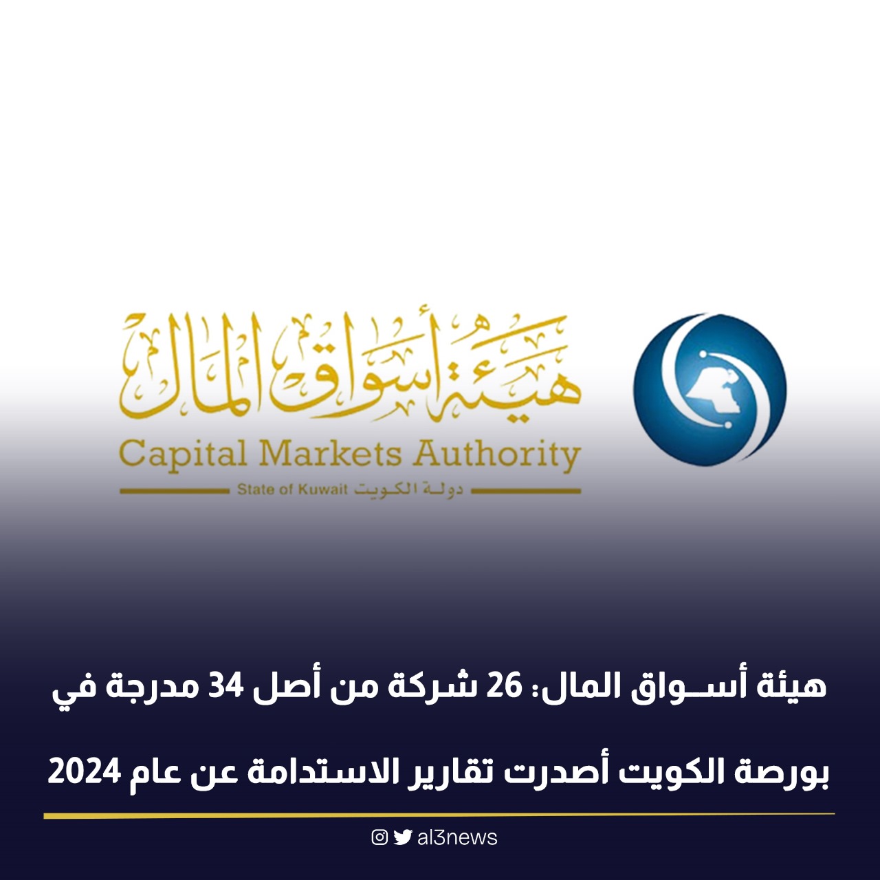 هيئة أسواق المال : 26 شركة من أصل 34 مدرجة في بورصة الكويت أصدرت تقارير الاستدامة عن عام 2024
